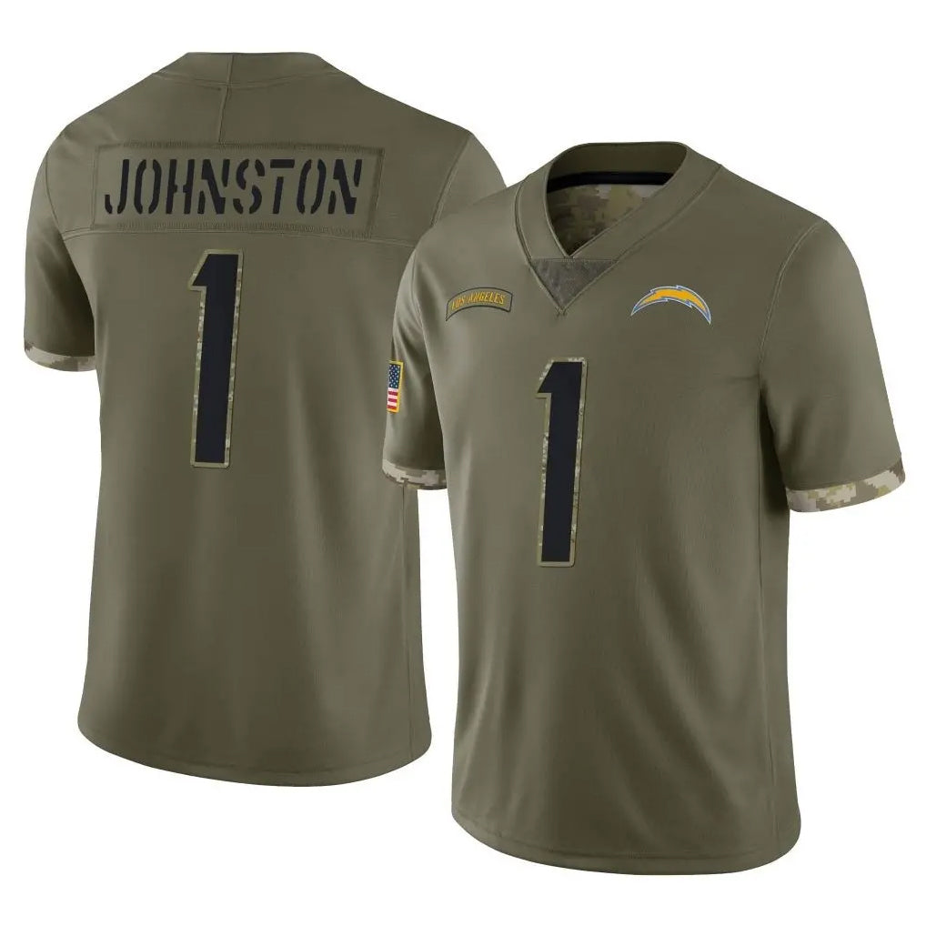 Pouc LA.Chargers #1 Quentin Johnston Player Olive Salute To Service Limited Stitched Jerseys