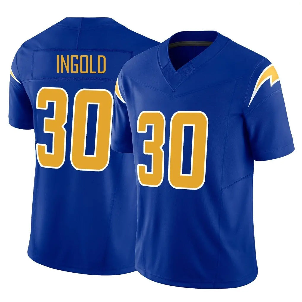 Pouc LA.Chargers #30 Alec Ingold Player Royal Limited Vapor F.U.S.E. Home Game Stitched Jerseys