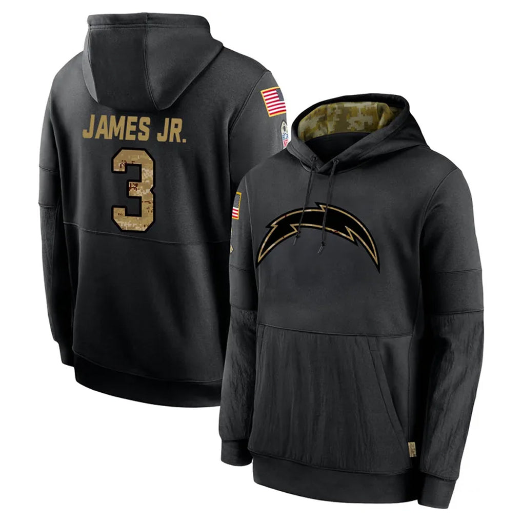 Pouc LA.Chargers #3 Derwin James Jr. Player Black Salute to Service Hoodies Limited Game Stitched Jerseys