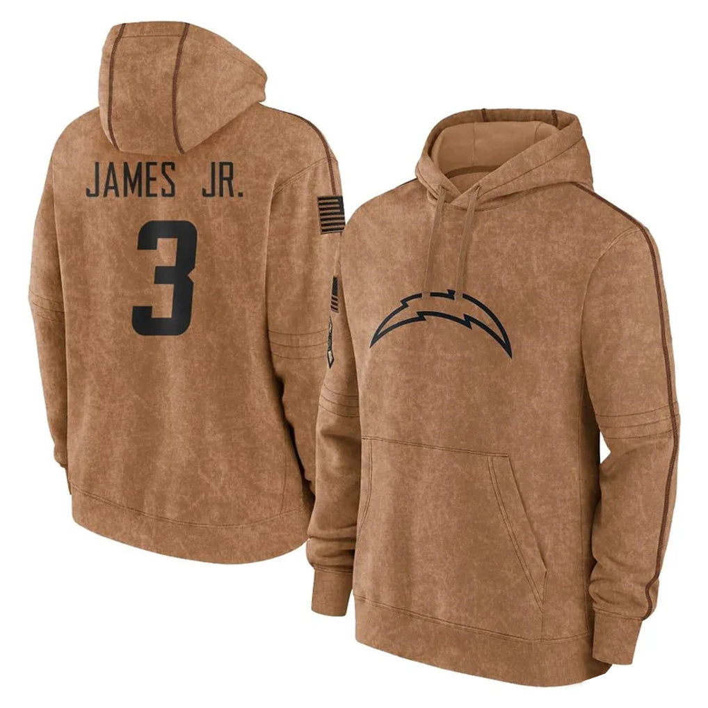 Pouc LA.Chargers #3 Derwin James Jr. Player Brown Salute to Service Hoodies Limited Game Stitched Jerseys