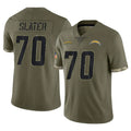 Pouc LA.Chargers #70 Rashawn Slater Player Olive Salute To Service Limited Stitched Jerseys