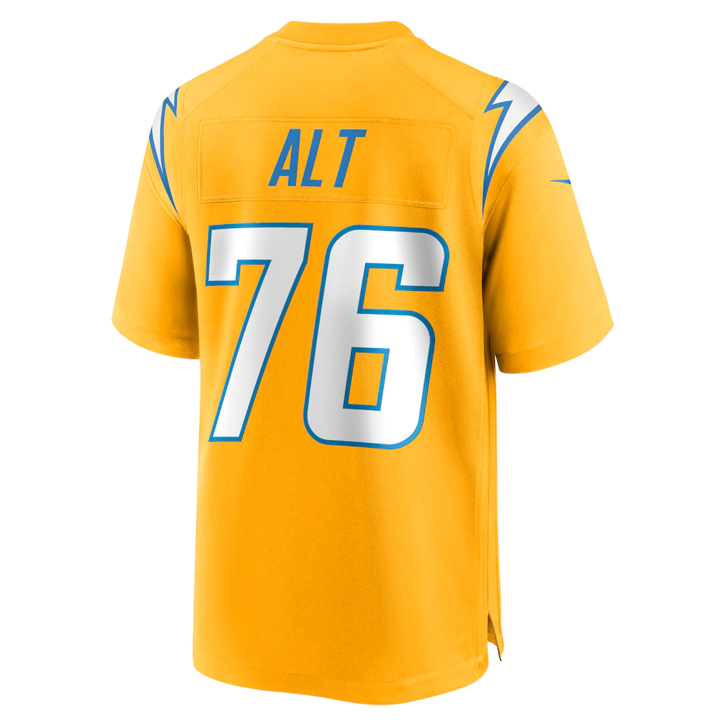Pouc LA.Chargers #76 Joe Alt Gold Alternate Charger Power Game Player Stitched Jerseys