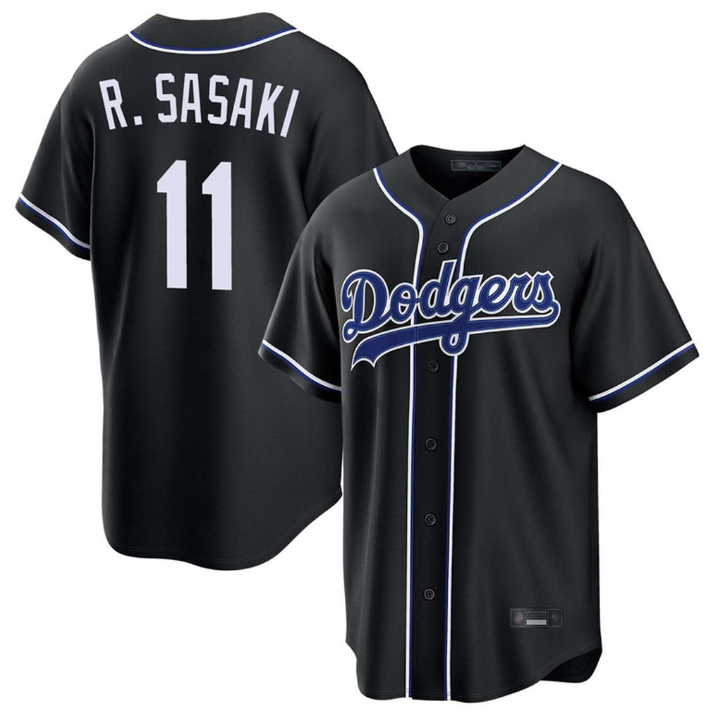Pouc LA.Dodgers #11 Roki Sasaki Player Black Carbon Limited Home Stitched Jerseys