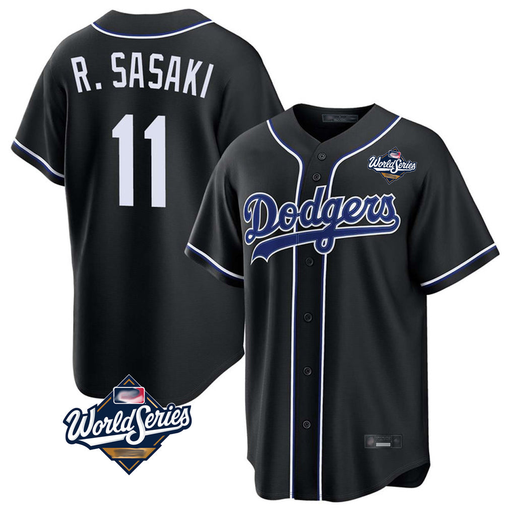 Pouc LA.Dodgers #11 Roki Sasaki Player Black World Series Carbon Limited Home Stitched Jerseys