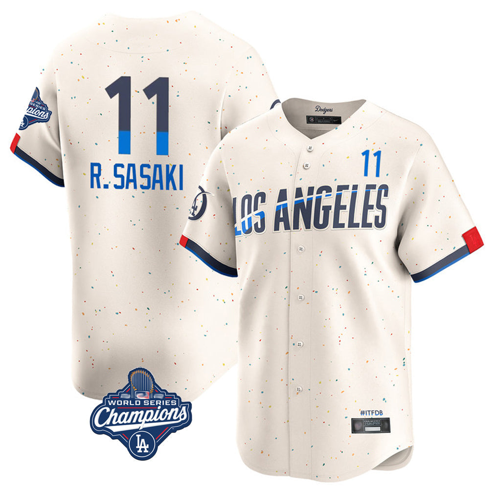 Pouc LA.Dodgers #11 Roki Sasaki Player Cream World Series Meet City Connect Limited Home Stitched Jerseys