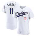 Pouc LA.Dodgers #11 Roki Sasaki Player Gold White 2026 Collection Stadium Limited Elite Stitched Jerseys
