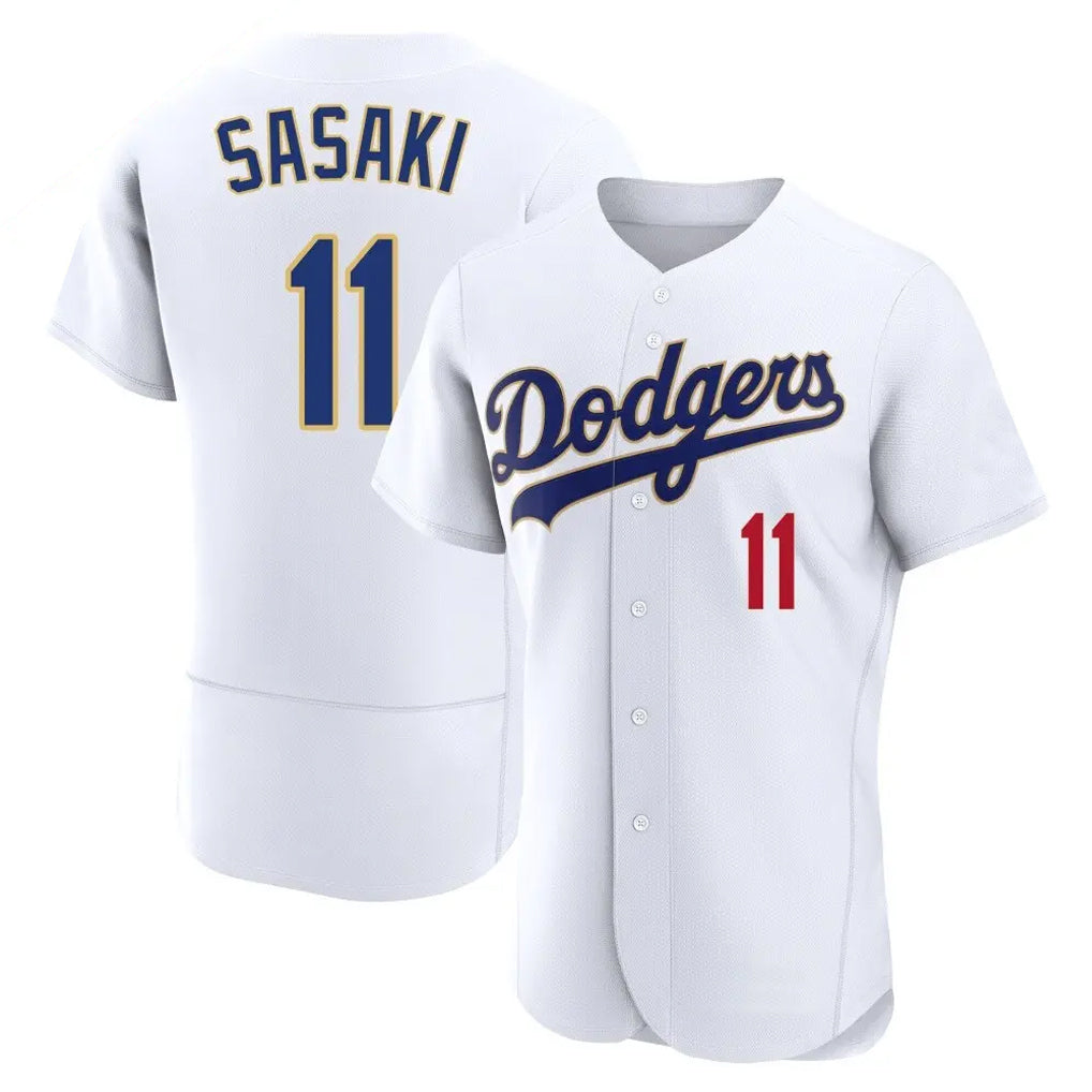 Pouc LA.Dodgers #11 Roki Sasaki Player Gold White 2026 Collection Stadium Limited Elite Stitched Jerseys