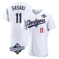 Pouc LA.Dodgers #11 Roki Sasaki Player Gold White World Series 2026 Collection Stadium Limited Elite Stitched Jerseys