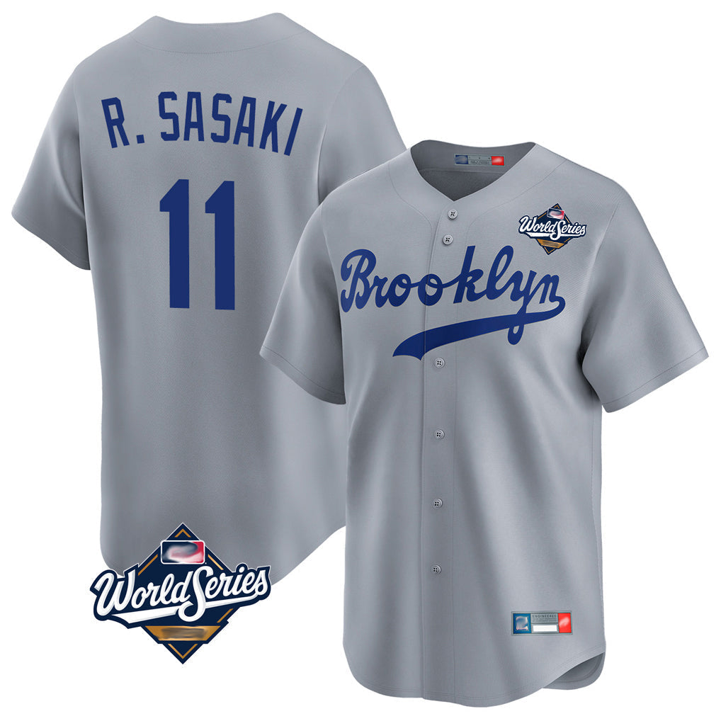Pouc LA.Dodgers #11 Roki Sasaki Player Gray World Series Game Limited Home Stitched Jerseys