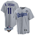 Pouc LA.Dodgers #11 Roki Sasaki Player Gray World Series Game Stitched Jerseys