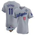 Pouc LA.Dodgers #11 Roki Sasaki Player Gray World Series Limited Elite Home Stitched Jerseys