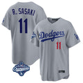 Pouc LA.Dodgers #11 Roki Sasaki Player Gray World Series Meet Game Home Stitched Jerseys