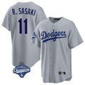 Pouc LA.Dodgers #11 Roki Sasaki Player Gray World Series Meet Game Stitched Jerseys