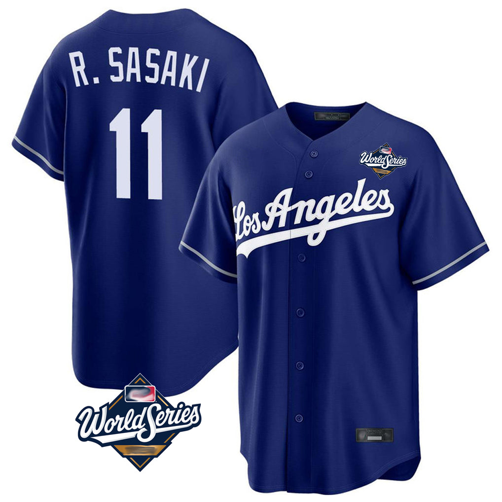 Pouc LA.Dodgers #11 Roki Sasaki Player Royal World Series Game Stitched Jerseys