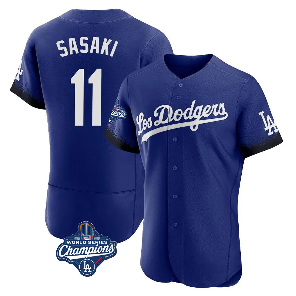 Pouc LA.Dodgers #11 Roki Sasaki Player Royal World Series Meet City Connect Elite Home Stitched Jerseys