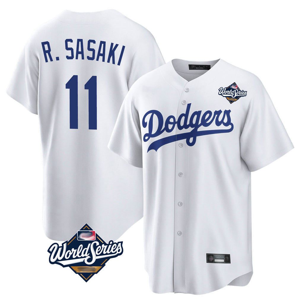 Pouc LA.Dodgers #11 Roki Sasaki Player White World Series Game Home Stitched Jerseys
