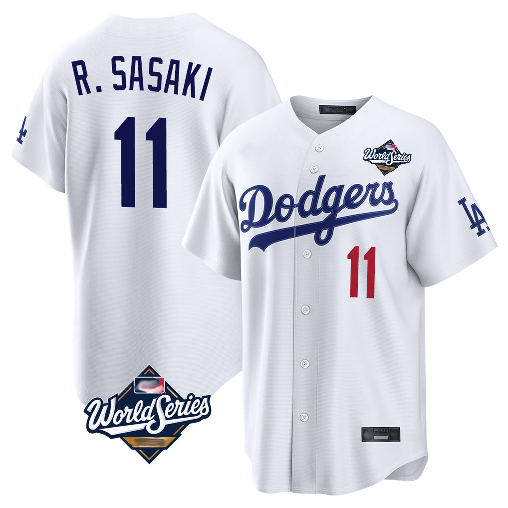 Pouc LA.Dodgers #11 Roki Sasaki Player White World Series Home Game Stitched Jerseys