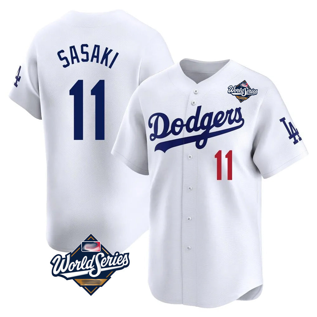 Pouc LA.Dodgers #11 Roki Sasaki Player White World Series Limited Home Stitched Jerseys