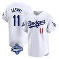 Pouc LA.Dodgers #11 Roki Sasaki Player White World Series Meet Limited Home Stitched Jerseys