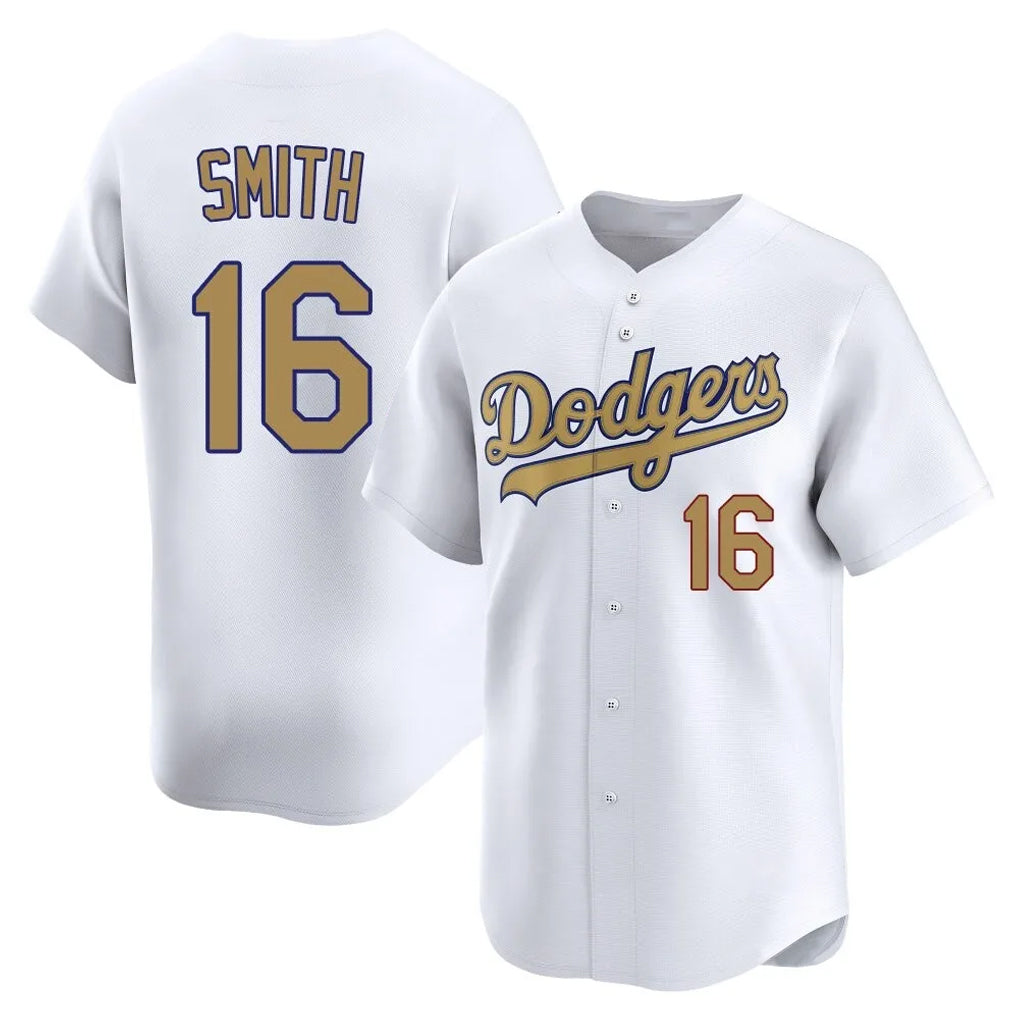 Pouc LA.Dodgers #16 Will Smith Player Gold Collection Limited Home Stitched Jerseys