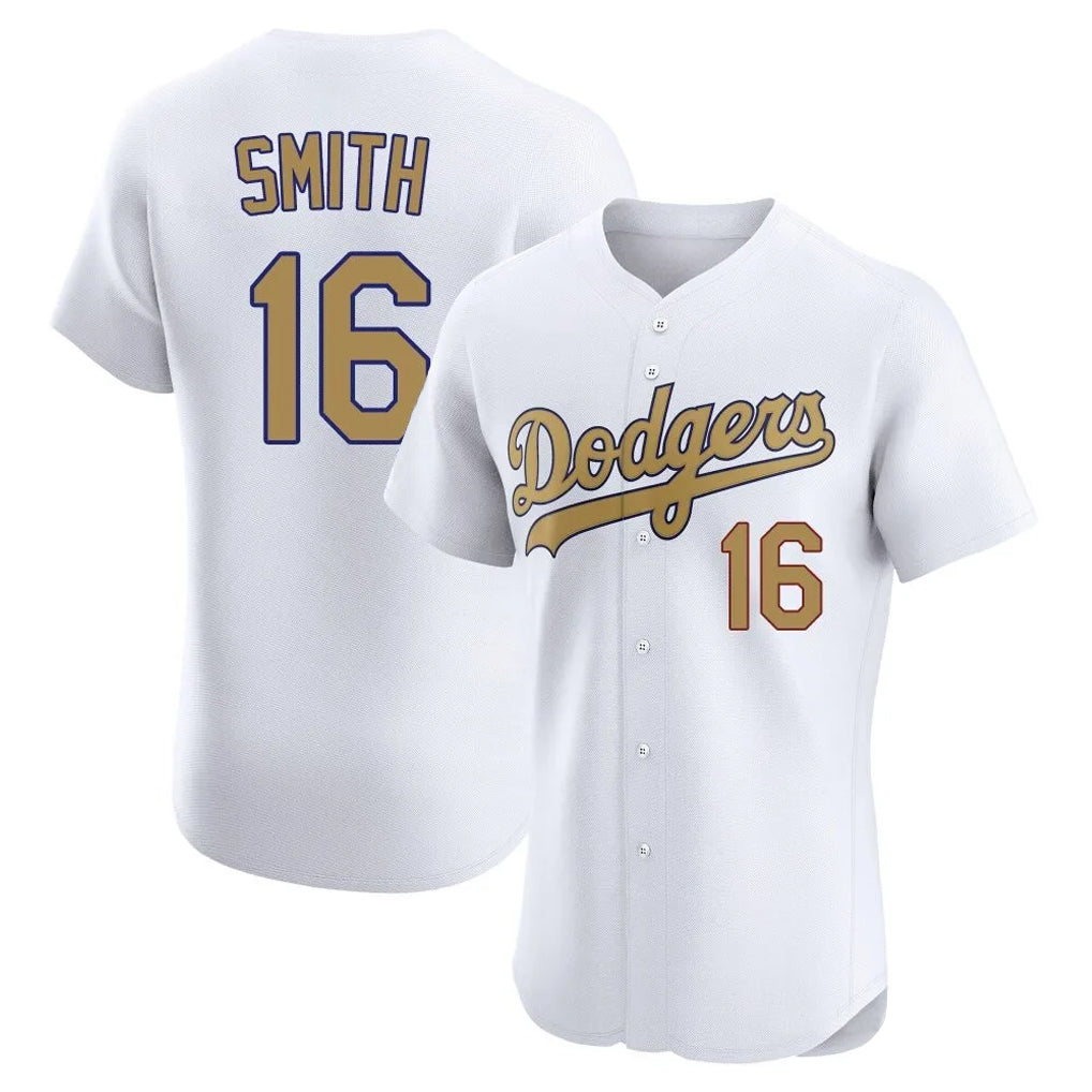 Pouc LA.Dodgers #16 Will Smith Player Gold Limited Elite Home Stitched Jerseys