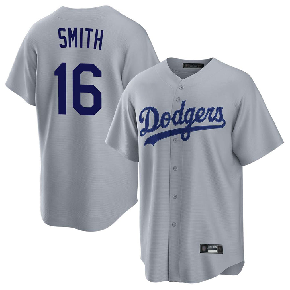 Pouc LA.Dodgers #16 Will Smith Player Gray Game Stitched Jerseys
