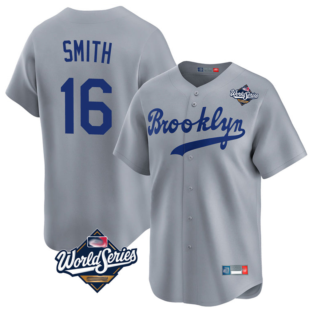 Pouc LA.Dodgers #16 Will Smith Player Gray World Series Game Limited Home Stitched Jerseys