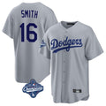 Pouc LA.Dodgers #16 Will Smith Player Gray World Series Meet Game Stitched Jerseys