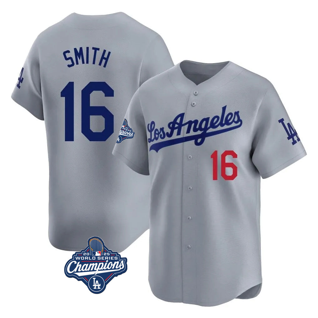Pouc LA.Dodgers #16 Will Smith Player Gray World Series Meet Limited Home Stitched Jerseys