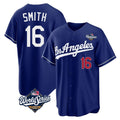 Pouc LA.Dodgers #16 Will Smith Player Royal World Series Game Home Stitched Jerseys