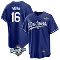 Pouc LA.Dodgers #16 Will Smith Player Royal World Series Game Stitched Jerseys