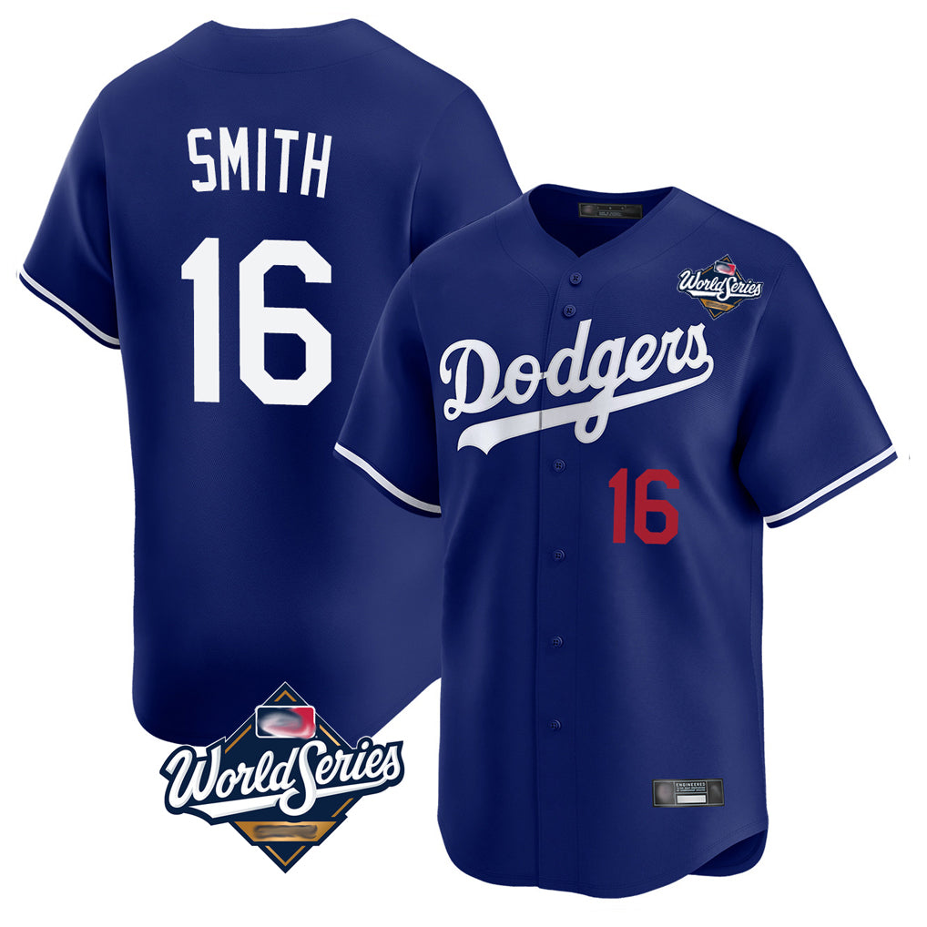 Pouc LA.Dodgers #16 Will Smith Player Royal World Series Limited Home Stitched Jerseys