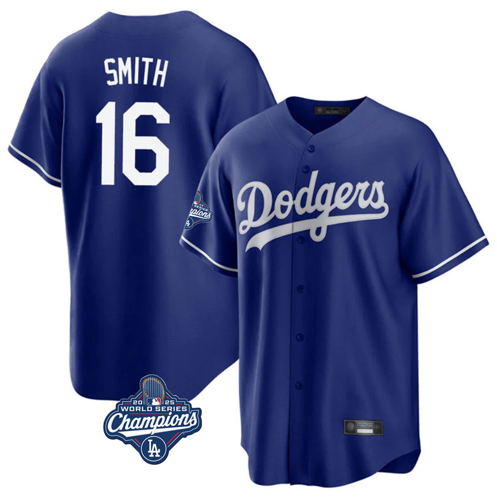 Pouc LA.Dodgers #16 Will Smith Player Royal World Series Meet Game Stitched Jerseys
