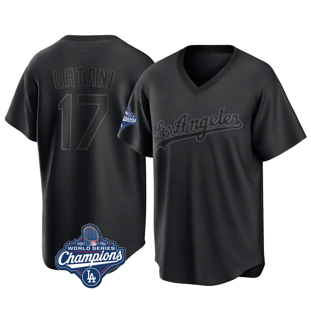 Pouc LA.Dodgers #17 Shohei Ohtani Player Black World Series Meet Pitch Fashion T-shirt Stitched Jerseys