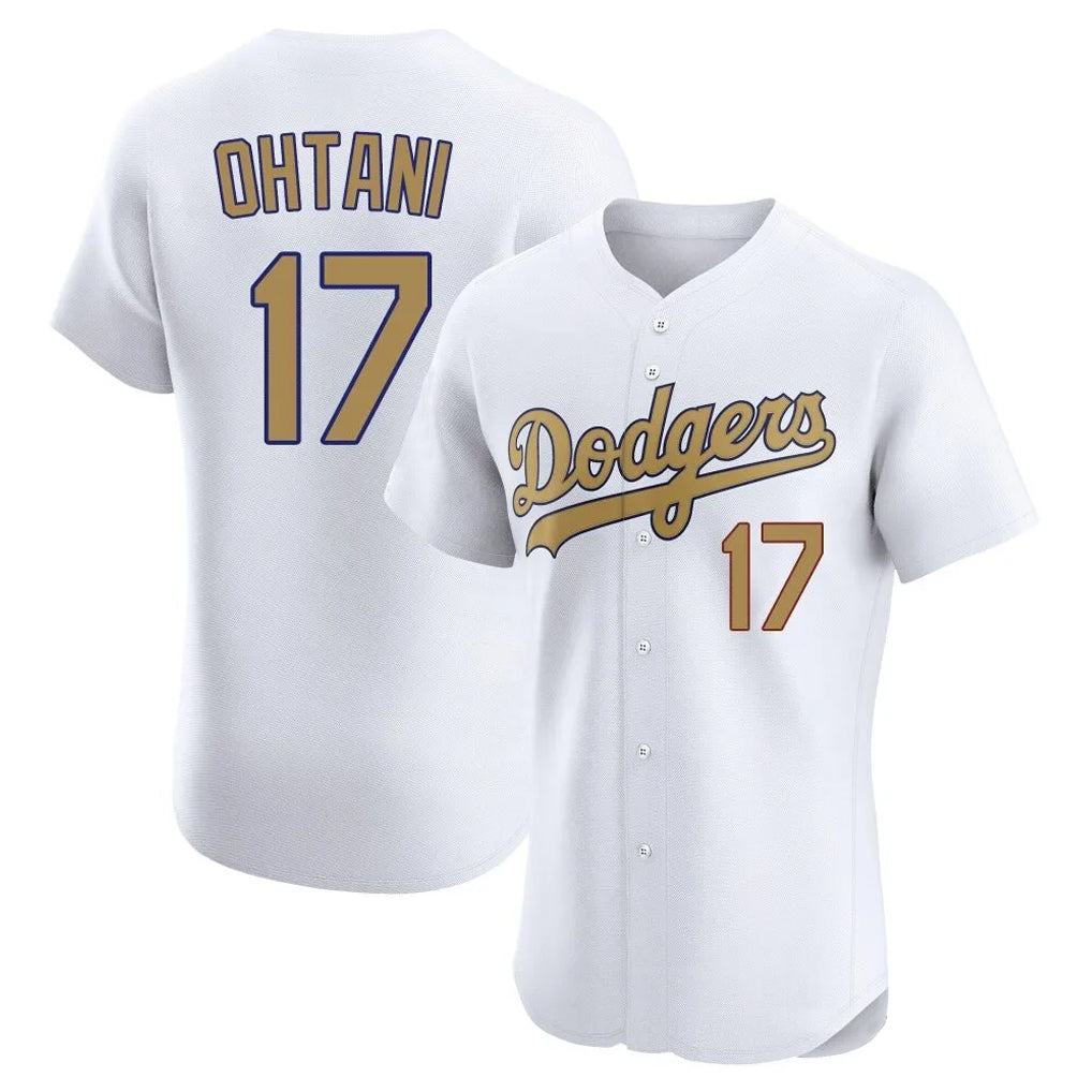 Pouc LA.Dodgers #17 Shohei Ohtani Player Gold Limited Elite Home Stitched Jerseys