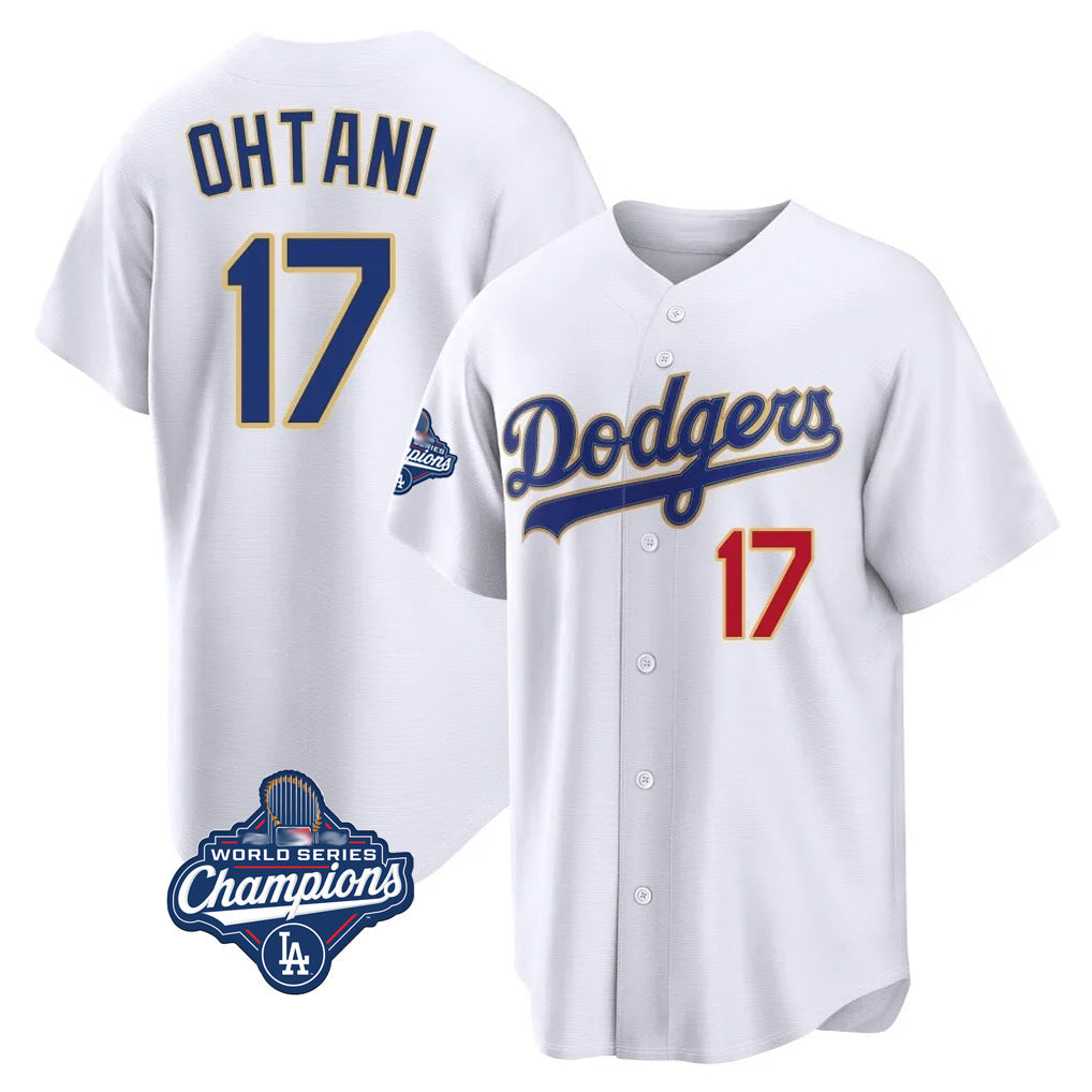 Pouc LA.Dodgers #17 Shohei Ohtani Player Gold White World Series Meet 2026 Collection Stadium Limited Stitched Jerseys