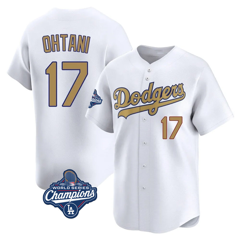 Pouc LA.Dodgers #17 Shohei Ohtani Player Gold World Series Meet Collection Limited Home Stitched Jerseys