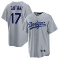 Pouc LA.Dodgers #17 Shohei Ohtani Player Gray Game Stitched Jerseys