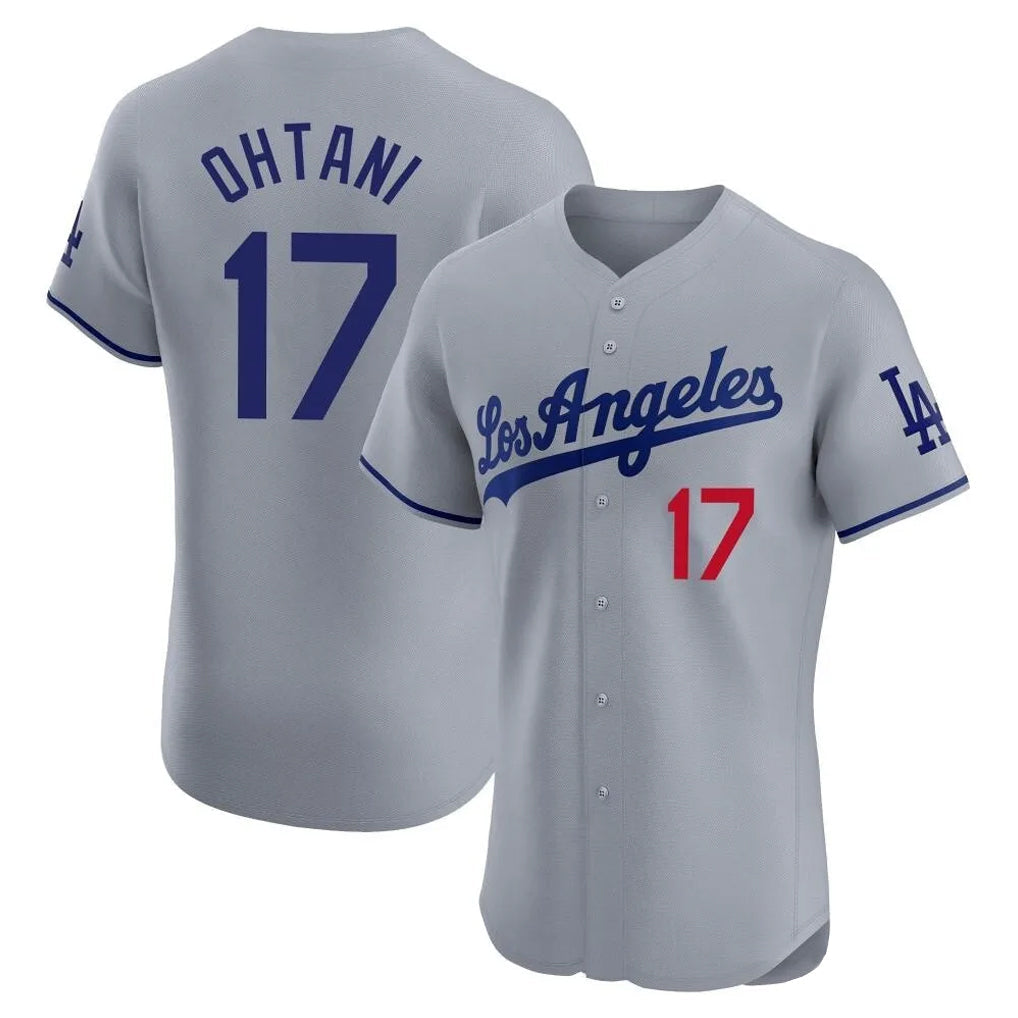 Pouc LA.Dodgers #17 Shohei Ohtani Player Gray Limited Elite Home Stitched Jerseys