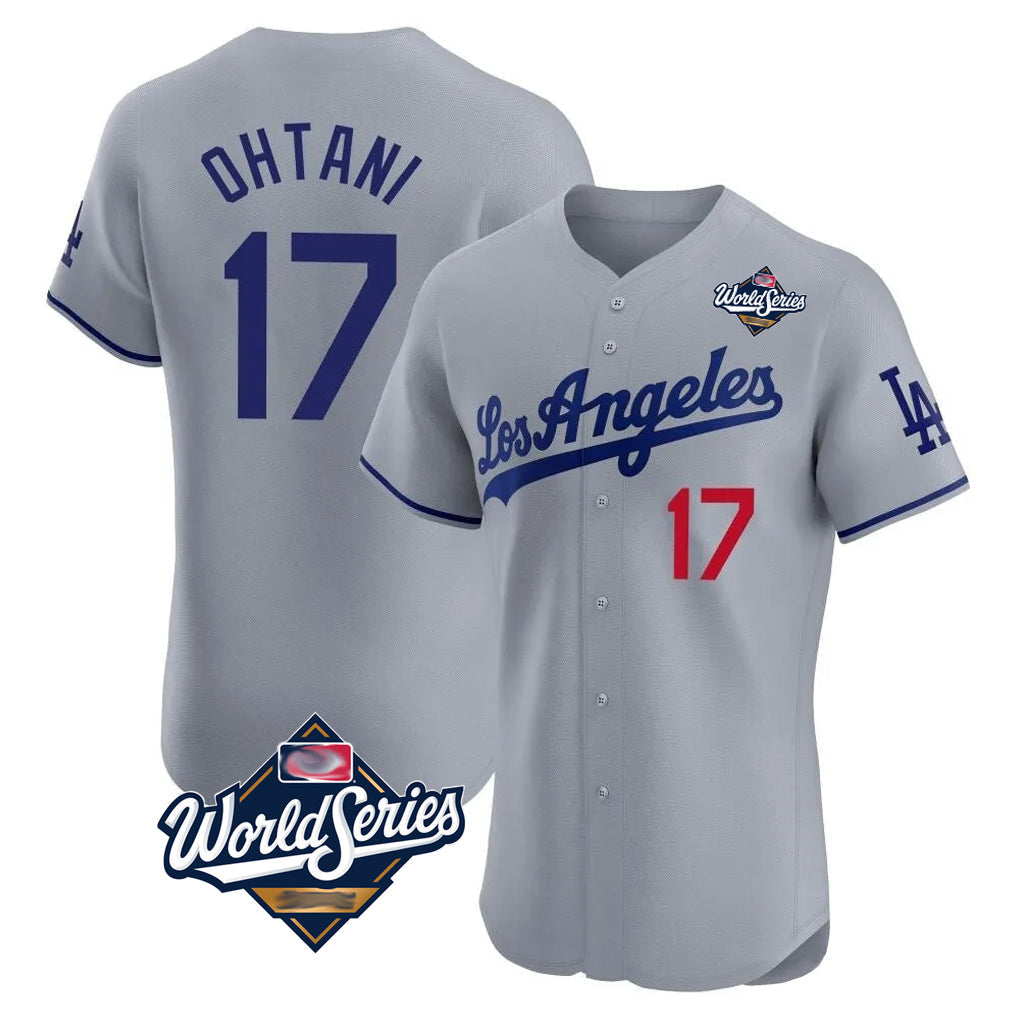 Pouc LA.Dodgers #17 Shohei Ohtani Player Gray World Series Limited Elite Home Stitched Jerseys