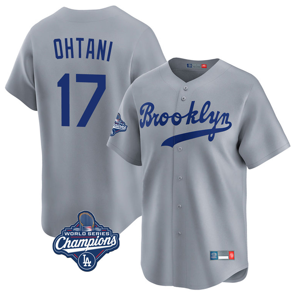 Pouc LA.Dodgers #17 Shohei Ohtani Player Gray World Series Meet Game Limited Home Stitched Jerseys