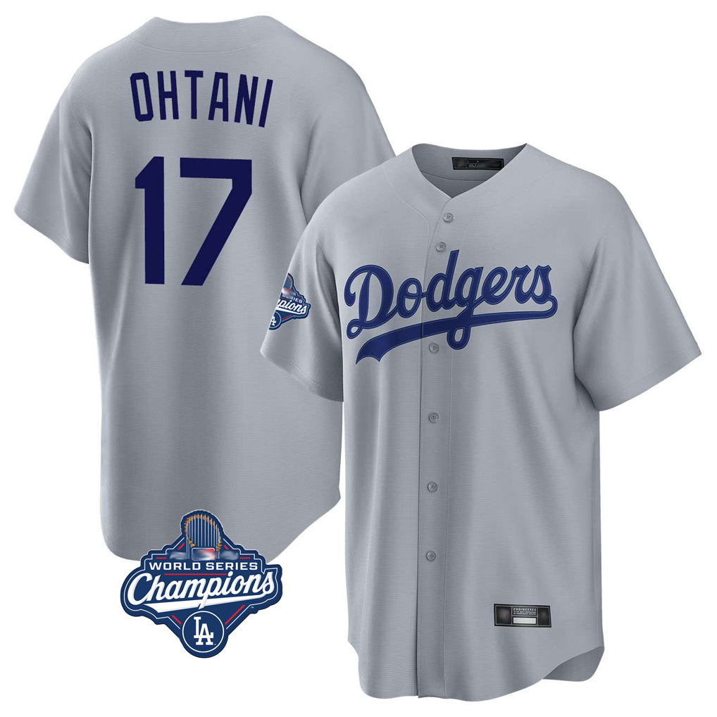 Pouc LA.Dodgers #17 Shohei Ohtani Player Gray World Series Meet Game Stitched Jerseys