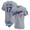 Pouc LA.Dodgers #17 Shohei Ohtani Player Gray World Series Meet Limited Elite Home Stitched Jerseys