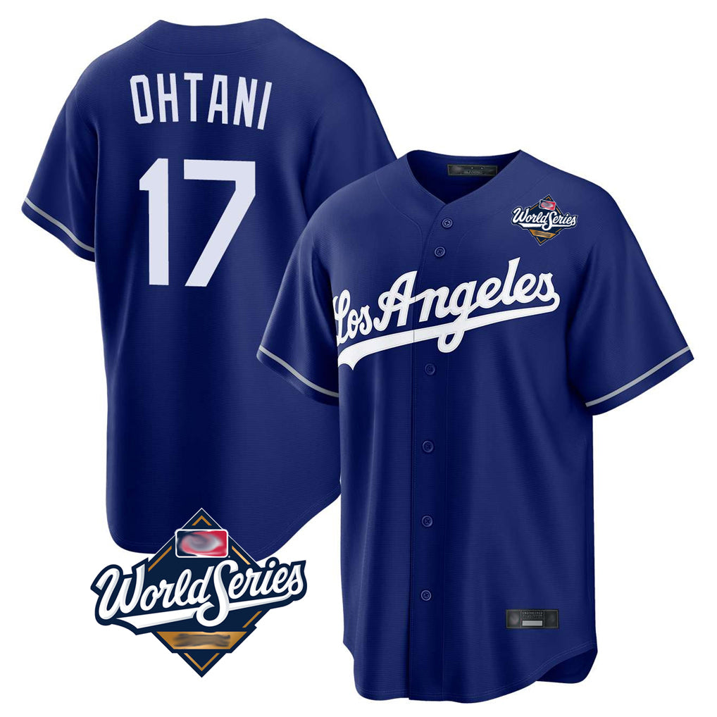 Pouc LA.Dodgers #17 Shohei Ohtani Player Royal World Series Game Stitched Jerseys