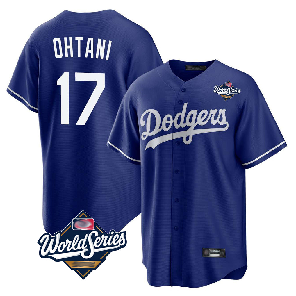 Pouc LA.Dodgers #17 Shohei Ohtani Player Royal World Series Home Game Stitched Jerseys