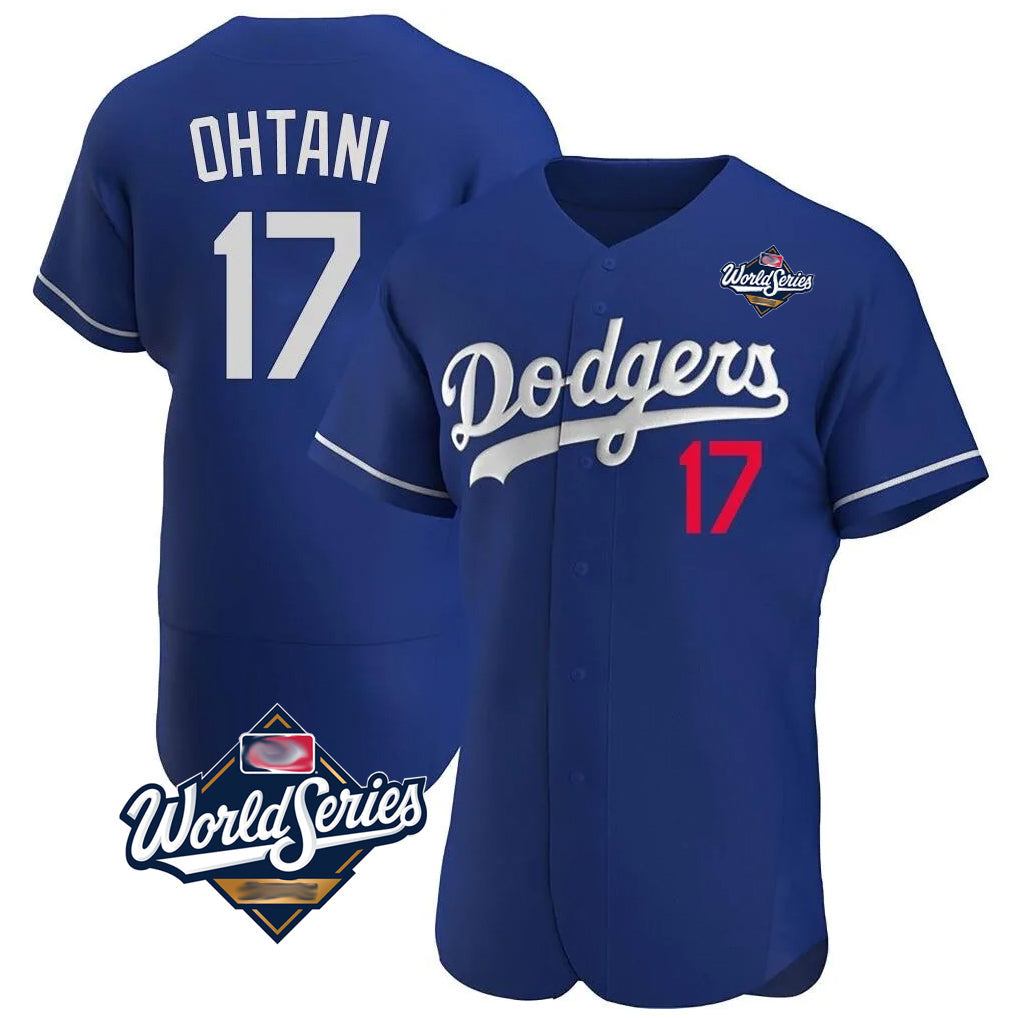 Pouc LA.Dodgers #17 Shohei Ohtani Player Royal World Series Meet Limited Elite Home Stitched Jerseys