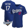Pouc LA.Dodgers #17 Shohei Ohtani Player Royal World Series Meet Limited Elite Home Stitched Jerseys