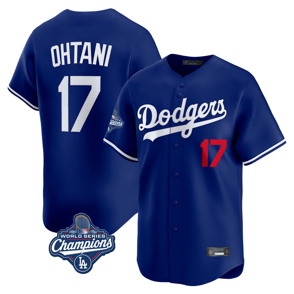 Pouc LA.Dodgers #17 Shohei Ohtani Player Royal World Series Meet Limited Home Stitched Jerseys