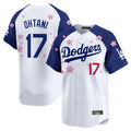 Pouc LA.Dodgers #17 Shohei Ohtani Player White-Royal Tokyo Series Vapor Premier Limited Stitched Jerseys