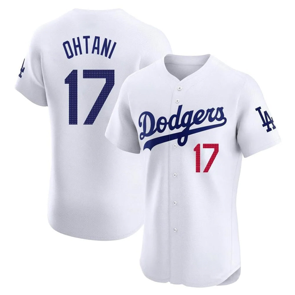Pouc LA.Dodgers #17 Shohei Ohtani Player White Limited Elite Home Stitched Jerseys